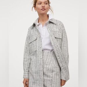H&M Women's Black and White Textured Blazer